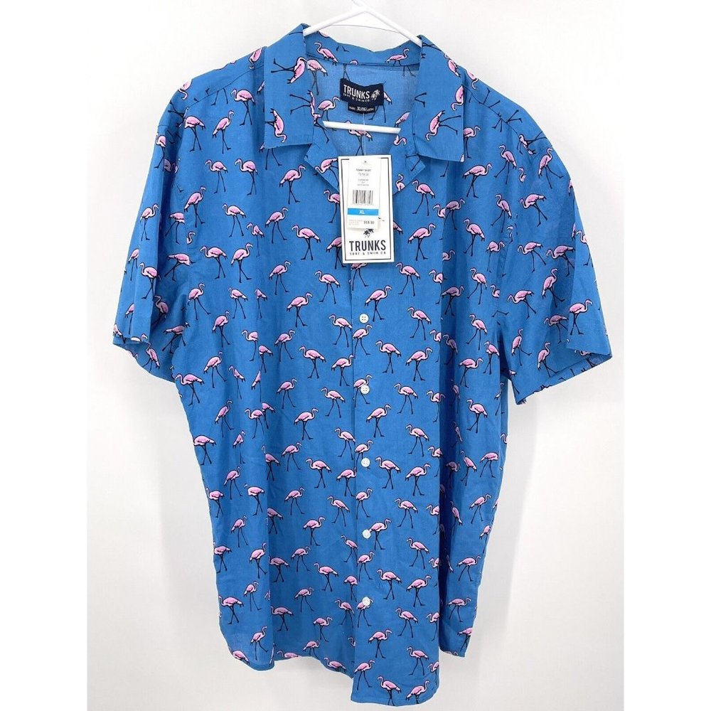 Trunks Surf & Swim CO. XL Tommy‎ Shirt Flamingo Print Marine Blue NWT